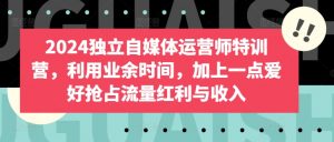 2024独立自媒体运营师特训营，利用业余时间，加上一点爱好抢占流量红利与收入-淘金日记