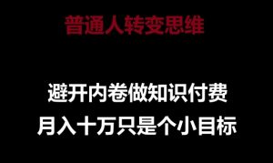 普通人转变思维，避开内卷做知识付费，月入十万只是一个小目标【揭秘】-淘金日记