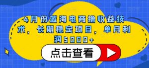 4月份蓝海电商撸收益技术，长期稳定项目，单月利润5000+【揭秘】-淘金日记