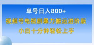 单号日赚800+，视频号电视剧暴力搬运进阶版，100%过原创，小白十分钟也能轻松入手【揭秘】-淘金日记