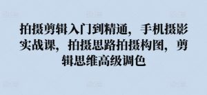 拍摄剪辑入门到精通,手机摄影实战课,拍摄思路拍摄构图,剪辑思维高级调色-淘金日记