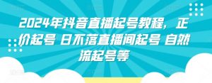 2024年抖音直播起号教程,正价起号 日不落直播间起号 自然流起号等-淘金日记