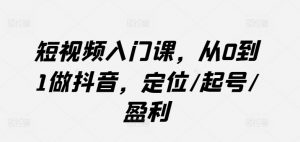 短视频入门课,从0到1做抖音,定位/起号/盈利-淘金日记
