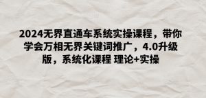 2024无界直通车系统实操课程，带你学会万相无界关键词推广，4.0升级版，系统化课程 理论+实操-淘金日记