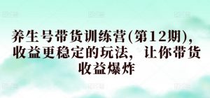 养生号带货训练营(第12期),收益更稳定的玩法,让你带货收益爆炸-淘金日记