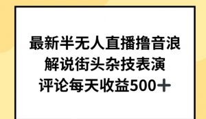 最新半无人直播撸音浪，解说街头杂技表演，平均每天收益500+【揭秘】-淘金日记