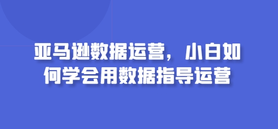 亚马逊数据运营，小白如何学会用数据指导运营-淘金日记