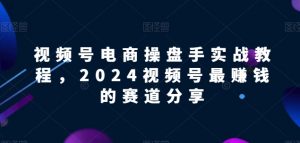 视频号电商实战教程,2024视频号最赚钱的赛道分享-淘金日记