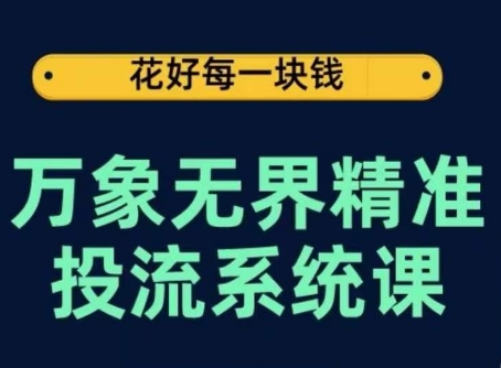 万象无界精准投流系统课,从关键词到推荐,从万象台到达摩盘,从底层原理到实操步骤-淘金日记