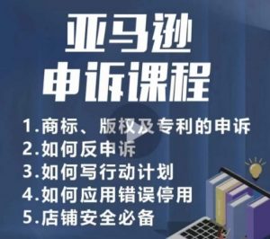 亚马逊申诉实操课,商标、版权及专利的申诉,店铺安全必备-淘金日记