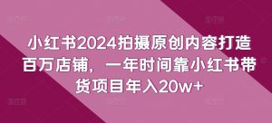 小红书2024拍摄原创内容打造百万店铺,一年时间靠小红书带货项目年入20w+-淘金日记