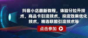 抖音小店最新教程,体验分拉升技术,商品卡引流技术,投流效果优化技术,精选联盟引流技术等-淘金日记