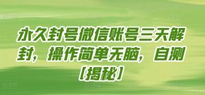 永久封号微信账号三天解封，操作简单无脑，自测【揭秘】-淘金日记