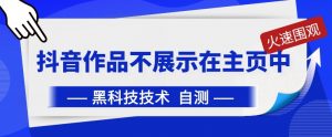 抖音黑科技：抖音作品不展示在主页中【揭秘】-淘金日记