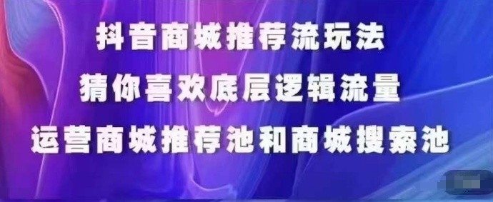 抖音商城运营课程,猜你喜欢入池商城搜索商城推荐人群标签覆盖-淘金日记