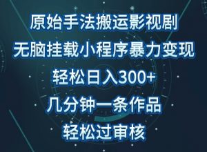 原始手法影视搬运,无脑搬运影视剧,单日收入300+,操作简单,几分钟生成一条视频,轻松过审核【揭秘】-淘金日记