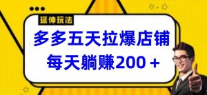 多多五天拉爆店铺，每天躺赚200+【揭秘】-淘金日记