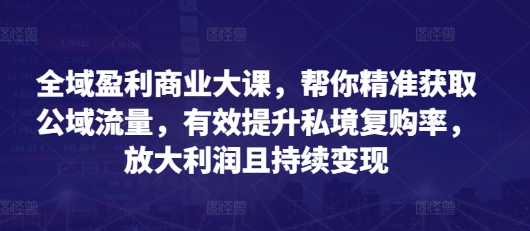 全域盈利商业大课，帮你精准获取公域流量，有效提升私境复购率，放大利润且持续变现-淘金日记
