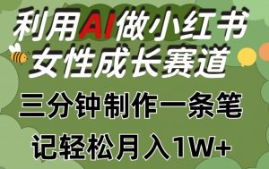 利用Ai做小红书女性成长赛道，三分钟制作一条笔记，轻松月入1w+【揭秘】-淘金日记