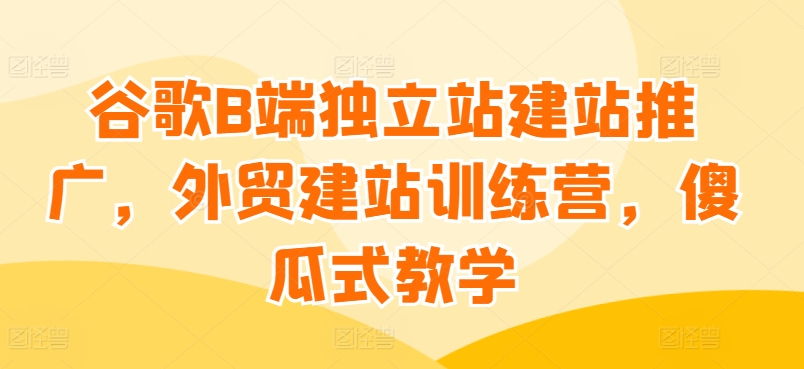 谷歌B端独立站建站推广,外贸建站训练营,傻瓜式教学-淘金日记