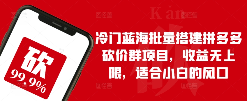 冷门蓝海批量搭建拼多多砍价群项目，收益无上限，适合小白的风口【揭秘】-淘金日记