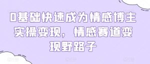 0基础快速成为情感博主实操变现，情感赛道变现野路子-淘金日记