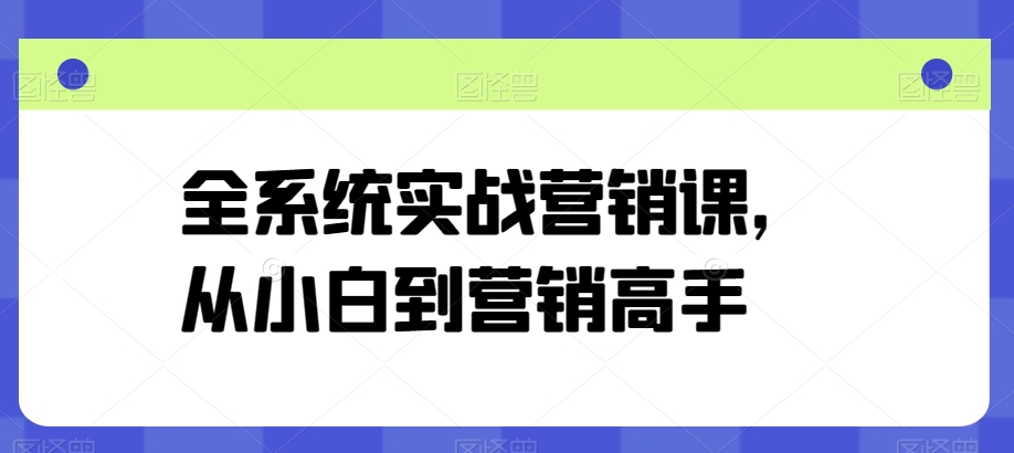 全系统实战营销课,从小白到营销高手-淘金日记