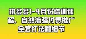 拼多多1-4月份培训课程,自然流强付费推广全套打法和细节-淘金日记