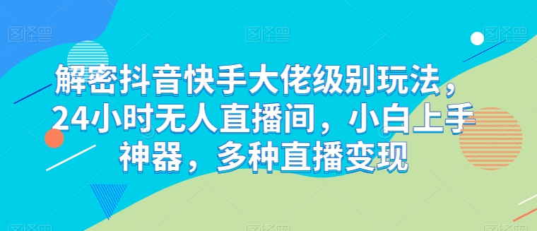 解密抖音快手大佬级别玩法，24小时无人直播间，小白上手神器，多种直播变现【揭秘】-淘金日记