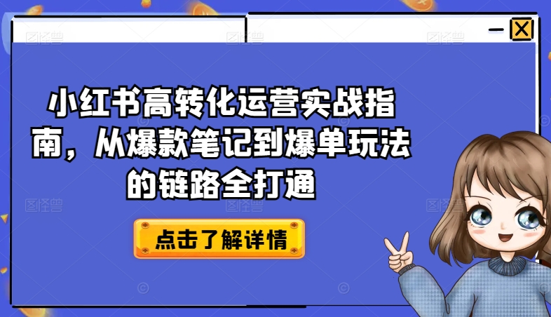 小红书高转化运营实战指南，从爆款笔记到爆单玩法的链路全打通-淘金日记