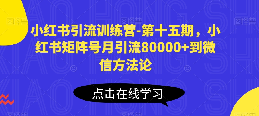 小红书引流训练营-第十五期,小红书矩阵号月引流80000+到微信方法论-淘金日记