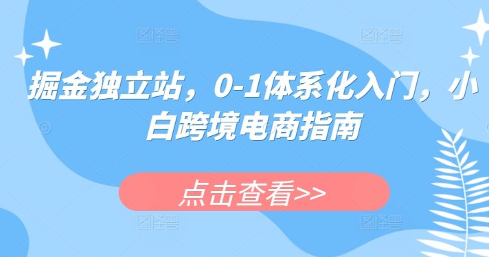 掘金独立站,0-1体系化入门,小白跨境电商指南-淘金日记