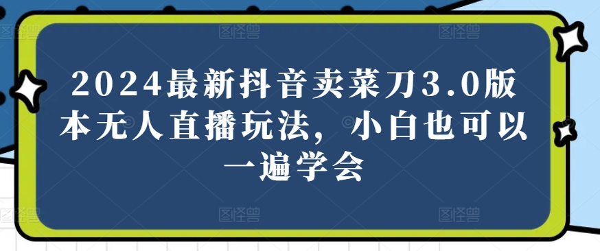 2024最新抖音卖菜刀3.0版本无人直播玩法,小白也可以一遍学会【揭秘】-淘金日记