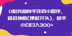 0粉抖音快手挂载小程序,超级换脸(爆款开头),新手小白日入300+【揭秘】-淘金日记