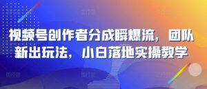 视频号创作者分成瞬爆流，团队新出玩法，小白落地实操教学【揭秘】-淘金日记