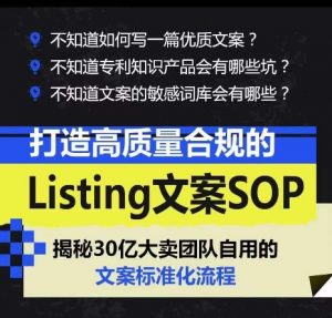 打造高质量合规的Listing文案SOP，掌握亚马逊文案工作的标准化-淘金日记