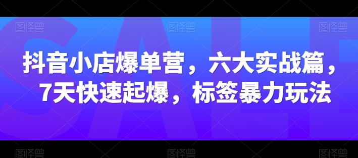 抖音小店爆单营，六大实战篇，7天快速起爆，标签暴力玩法-淘金日记