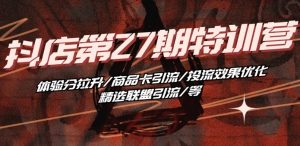 抖音小店·第27期特训营 体验分拉升/商品卡引流/投流效果优化/精选联盟引流/等-淘金日记