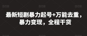 最新短剧暴力起号+万能去重，暴力变现，全程干货【揭秘】-淘金日记