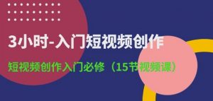3小时-入门短视频创作：短视频创作入门必修(15节视频课)-淘金日记