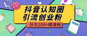 外面收费3980抖音认知圈引流创业粉玩法日引200+精准粉【揭秘】-淘金日记