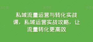 私域流量运营与转化实战课,私域运营实战攻略,让流量转化更高效-淘金日记
