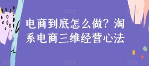 电商到底怎么做?淘系电商三维经营心法-淘金日记
