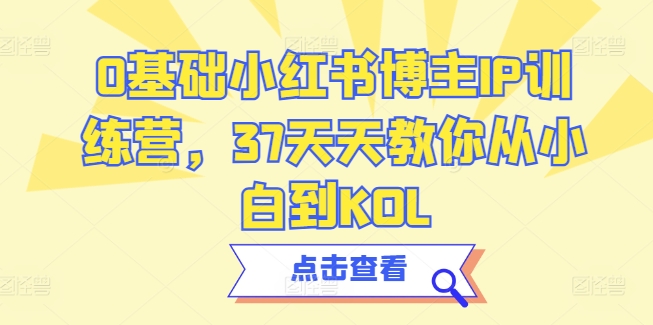 0基础小红书博主IP训练营,37天天教你从小白到KOL-淘金日记