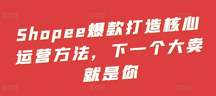 Shopee爆款打造核心运营方法,下一个大卖就是你-淘金日记