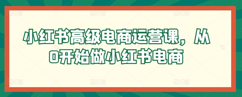 小红书高级电商运营课,从0开始做小红书电商-淘金日记