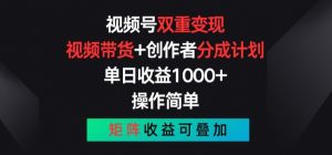 视频号双重变现，视频带货+创作者分成计划 , 操作简单，矩阵收益叠加【揭秘】-淘金日记