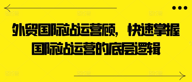 外贸国际站运营顾问,快速掌握国际站运营的底层逻辑-淘金日记