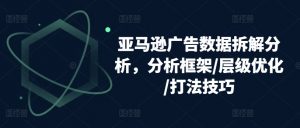 亚马逊广告数据拆解分析,分析框架/层级优化/打法技巧-淘金日记