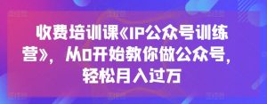 收费培训课《IP公众号训练营》,从0开始教你做公众号,轻松月入过万-淘金日记